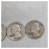 3-1958 Silver Washingtons 25c