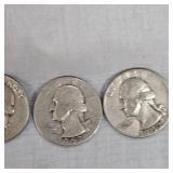3-1952 Silver Washingtons 25c