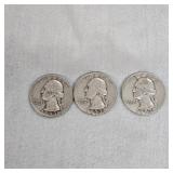 3-1952-53 Silver Washington 25c