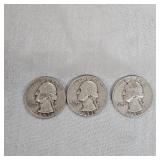 3-1952-53 Silver Washington 25c