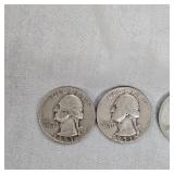 3-1952-53 Silver Washington 25c