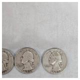 3-1952-53 Silver Washington 25c