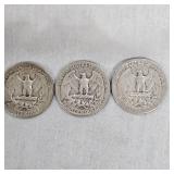 3-1952-53 Silver Washington 25c