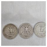 3-1952-53 Silver Washington 25c