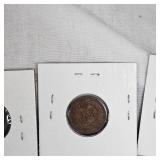 5-1901 Indian Head Pennies 1c, 4 are VF Plus