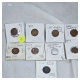 9-Indian Head Pennies 1881-1902