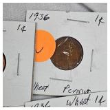 1918-1957 Carded Lot of Wheat Back Pennies (11)
