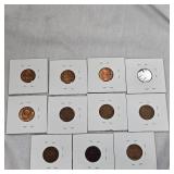1918-1957 Carded Lot of Wheat Back Pennies (11)