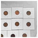 1918-1957 Carded Lot of Wheat Back Pennies (11)