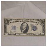 1934C Silver Certificate AU, withError Line in the word "Silver"
