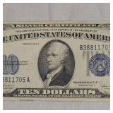 1934C Silver Certificate AU, withError Line in the word "Silver"
