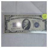 1934C Silver Certificate AU, withError Line in the word "Silver"