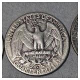3-1959 Silver Washingtons 25c
