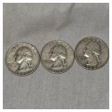 3-1960 Silver Washingtons 25c