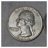 3-1960 Silver Washingtons 25c