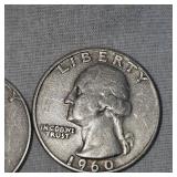 3-1960 Silver Washingtons 25c