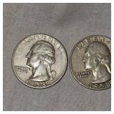 3-1958 Silver Washingtons 25c