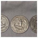 3-1958 Silver Washingtons 25c