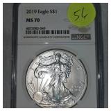2019 Silver Eagle NGC MS70, Incredible Nice Detail