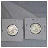 1964D UNC, 1963D AU Washingtons 25c