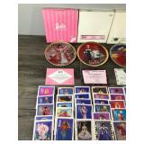 Lot of 6 Collectible Barbie Plates & 63 Fun Fact Barbie Cards - see description below for more info