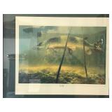 Framed Print of Northern Pike with a Perch in its Mouth (Sun Dance - Larry Tople)