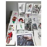 Lot of Artwork - Drawings / Prints and More - Looks Like they Were Done at Fort Leavenworth Prison - Mainly Motorcycle Artwork