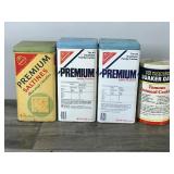 4 - Vintage Collectible Tins - 3 Nabisco Saltine Crackers & 1 Old Fashioned Quaker Oats
