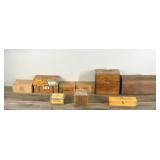 Lot of Vintage Wooden Boxes & Cigar Boxes  - see description for more info