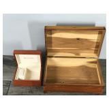 Vintage Wooden Box with Flower Design on Top & Citizen Wooden Watch Box