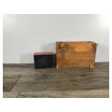Vintage Wooden Box with Flower Design on Top & Citizen Wooden Watch Box