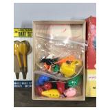 Lot of Vintage Games - Darts in Original Packages, The Game of Cootie & Block Craft Construction Blocks