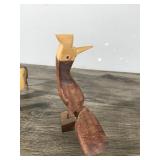 3 - Hand Carved Wooden Bird Figurines