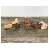 3 - Hand Carved Wooden Bird Figurines