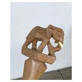 2 - Hand Carved Wooden Elephant Figurines