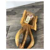 2 - Hand Carved Wooden Elephant Figurines