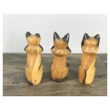 Lot of 3 Hand Carved Cats