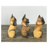 Lot of 3 Hand Carved Cats