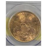 1895 GOLD $20 DOLLAR LIBERTY HEAD DOUBLE EAGLE COIN PCGS MINT STATE 61