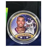 MN Vikings ADRIAN PETERSON Kennedy Half Dollar Gold Plated US Coin - Uncirculated - COA