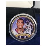 MN Vikings ADRIAN PETERSON Kennedy Half Dollar Gold Plated US Coin - Uncirculated - COA