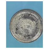 United Nations 25th Anniversary Commemorative Solid Sterling Silver Medal - Minted for the United Nations by the Franklin Mint