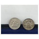 2 - Franklin Silver Half Dollars - see description for more info