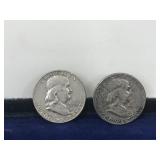 2 - Franklin Silver Half Dollars - see description for more info