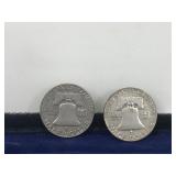 2 - Franklin Silver Half Dollars - see description for more info