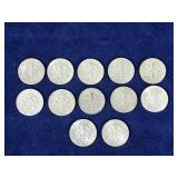 12 - Roosevelt Silver Dime Coins - see description for more info