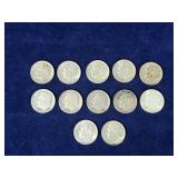 12 - Roosevelt Silver Dime Coins - see description for more info