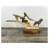 Big Horn Sheep Carved From Moose Antler by Tony Ramer - Wimbledon, ND