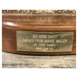 Big Horn Sheep Carved From Moose Antler by Tony Ramer - Wimbledon, ND