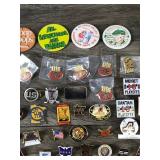 Lot of Collectible Pins - Buttons and More - Hockey - Military- Beer - Patriot and More